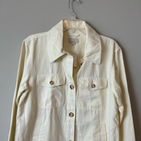NWT Loft Cream Oversized Button Shacket Shirt Jacket - Picture 3 of 9